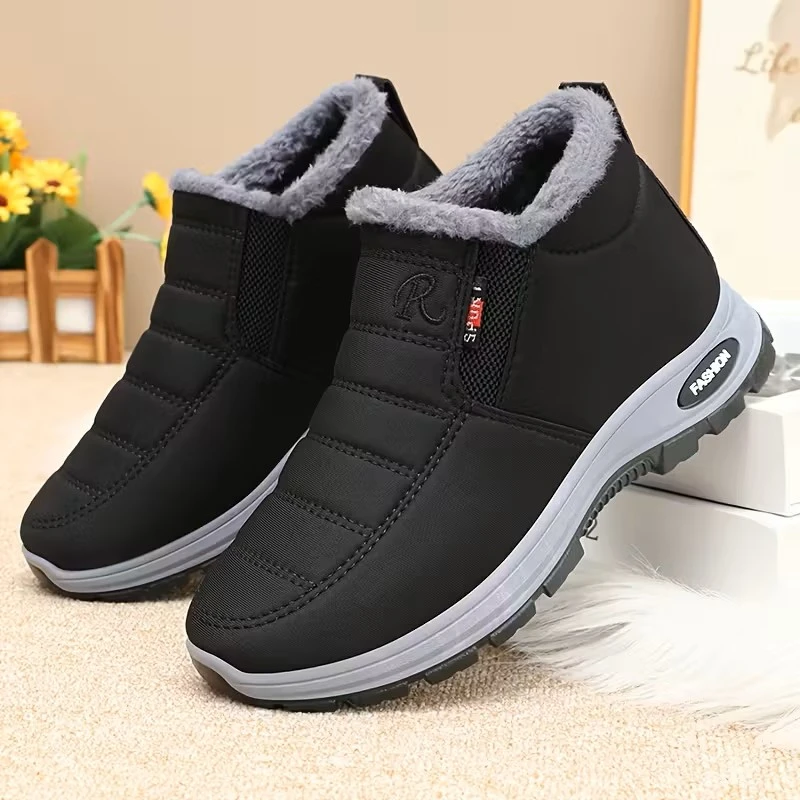 Men'S Winter Footwear, Featuring Warm Fleece Lining, Non-Slip Ankle Design, And 